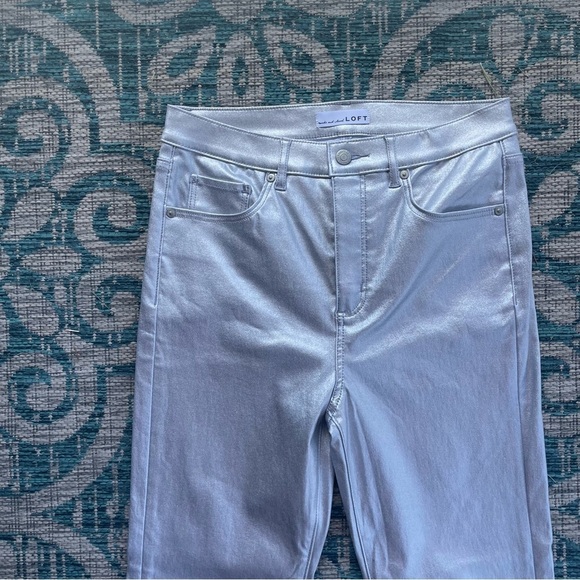 Ann Taylor Loft Coated High Rise Straight Jeans in Silver Metallic - Picture 5 of 10